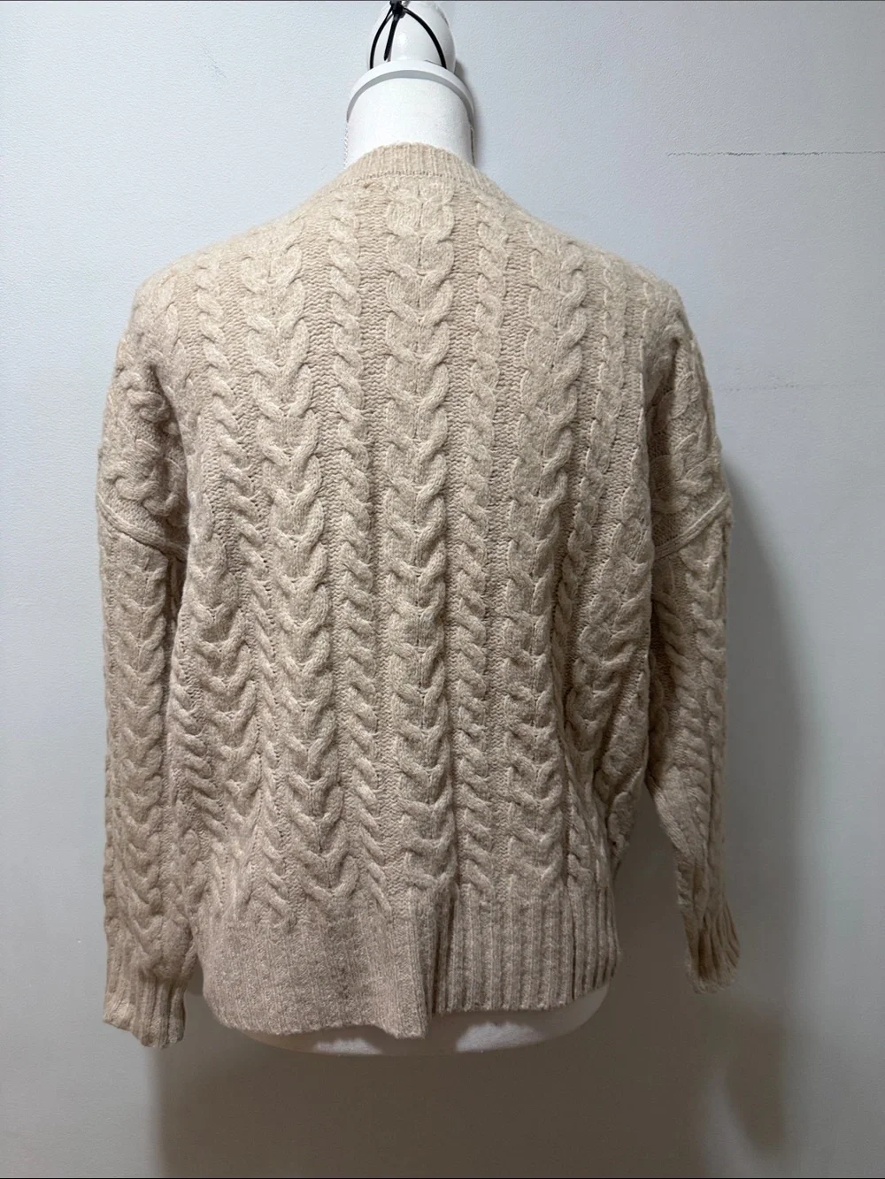 NWT Joie Beige Cable Knit Crewneck Sweater Fisherman Soft Cosy Oversized M Fall